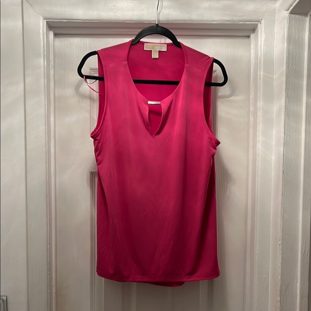 Michael Kors Pink Sleeveless Tank Top with V-Neckline